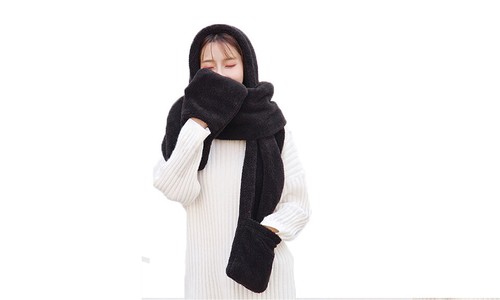 Schal kapuze handschuhe fleece - kapuze,