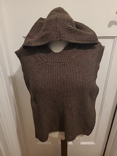 Damen poncho braun - wollig, mit